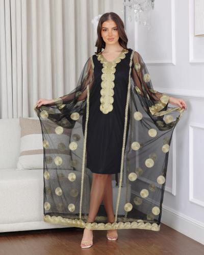 جلابية ( نشل ) بالتل والتطريز الذهبي