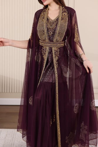 جلابية قفطان قطعتين فراشة بتطريز فخم و بطانة دانتي...