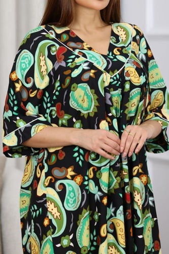 جلابية روز قطن خفيف صيفية قصيرة ( رقبة سبعة )