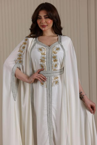 قفطان مغربي قطعتين شيفون مطرزة