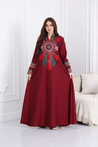 جلابية كريب بحريني مطرزة بألوان جميلة