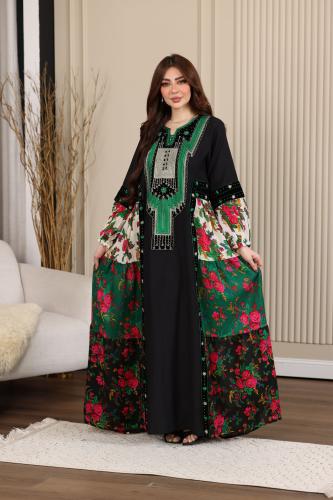 جلابية ;كريب بتطريز عسيري وتداخل الكلفة الجنوبية ا...