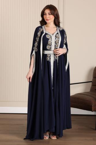 قفطان مغربي قطعتين شيفون مطرزة