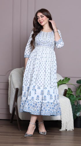 جلابية قطن موردة وقصيرة