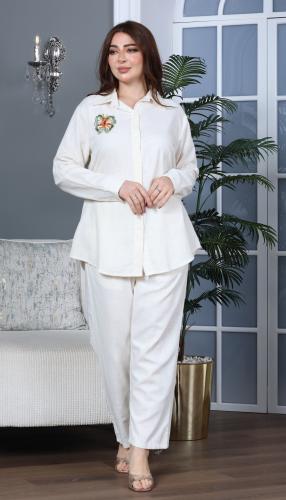 طقم لينن بتطريز فراشة