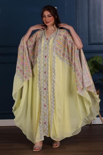 قفطان مغربي شيفون مطرز وكلوش