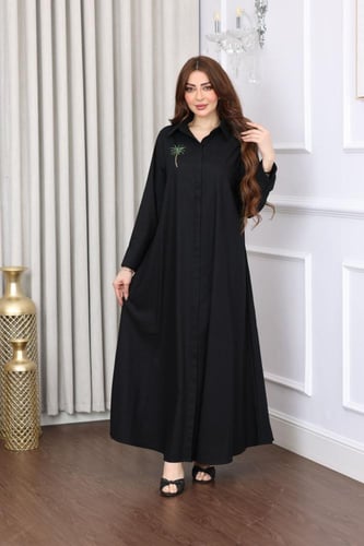 جلابية لينن بتطريز الهوية العربية الاصلية في الظهر