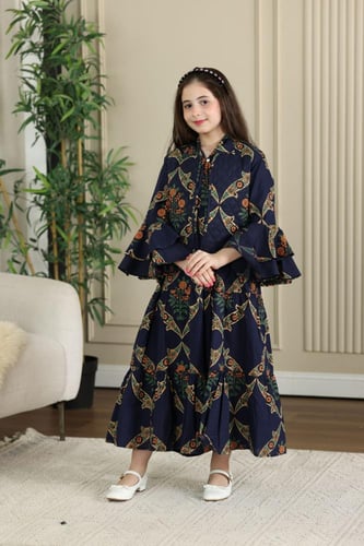 جلابية قطن قطعتين ( بناتية ) ربيعية بنقوشات جميلة