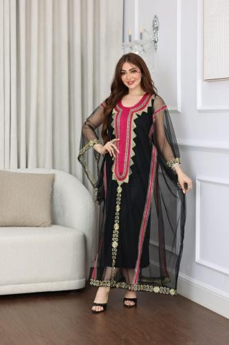 جلابية ( نشل ) بالتل والتطريز الذهبي