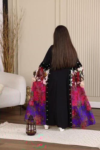 جلابية بناتية بتطريز عسيري وتداخل الكلفة الجنوبية...