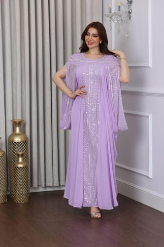 فستان سهرة شيفون مطرز