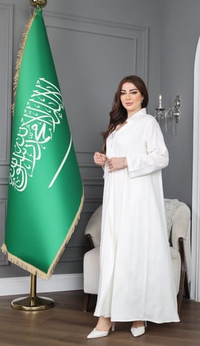 جلابية كتان بصورة هوية اليوم الوطني - موديل عباية...