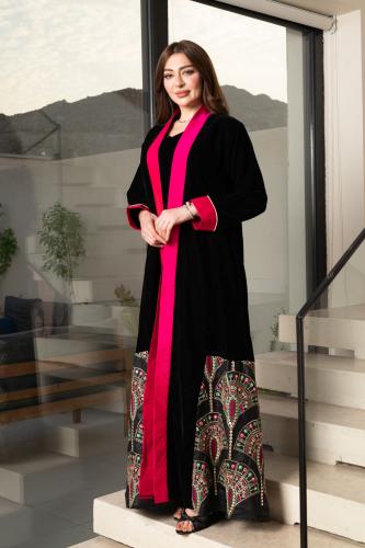 جلابية مخمل قطعتين ممزوجة بخامة لينن