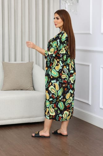 جلابية روز قطن خفيف صيفية قصيرة ( رقبة سبعة )