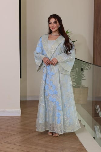 جلابية دانتيل بتطريز ترتر وكلفة موردة