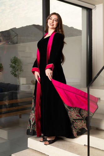 جلابية مخمل قطعتين ممزوجة بخامة لينن