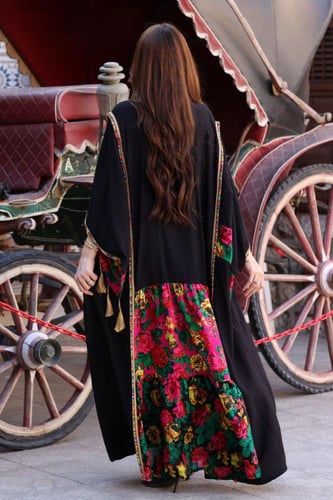 جلابية كريب بحريني وشالكي بحزام داخلي مخفي