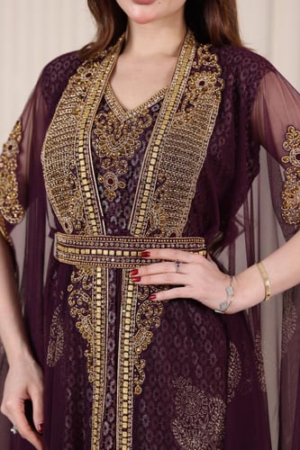 جلابية قفطان قطعتين فراشة بتطريز فخم و بطانة دانتي...