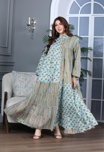 جلابية كلوش قطن 100% بتشكيلة نقوشات رائعة