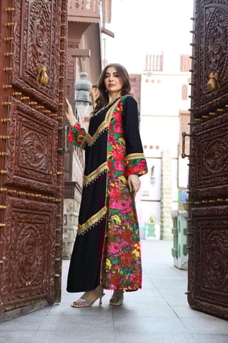 جلابية لينن ممزوجة بخام شالكي جانبي وكلفة شمالية ل...