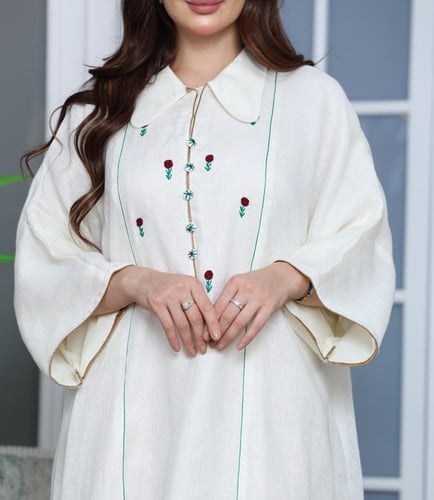 جلابية لينن بورود صغيرة جميلة