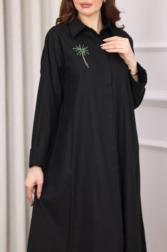 جلابية لينن بتطريز الهوية العربية الاصلية في الظهر