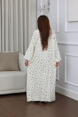 جلابية روز قطن خفيف صيفية طويلة ( رقبة دائرية بجيو...