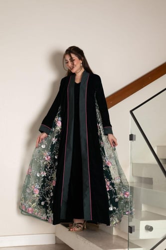 جلابية مخمل قطعتين