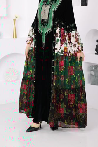 جلابية مخمل بتطريز عسيري وكلفة جنوبية تراثية وقماش...