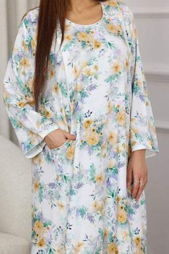 جلابية روز قطن خفيف صيفية طويلة ( رقبة دائرية و جي...