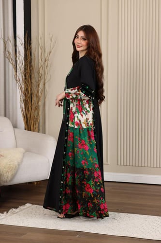 جلابية بتطريز عسيري وتداخل الكلفة الجنوبية التراثي...