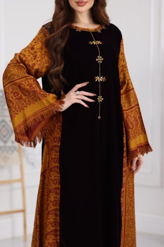 جلابية مخمل ممزوجة بالخام الكشميري الشتوي