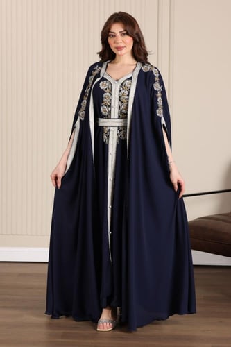 قفطان مغربي قطعتين شيفون مطرزة