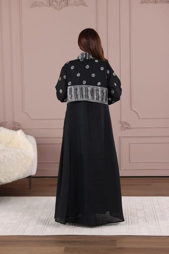 جلابية لينن قطعتين بتطريز كمبيوتر