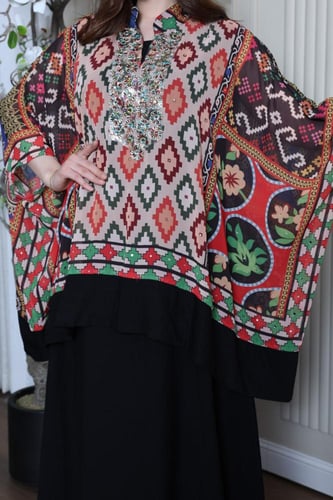 جلابية قطعتين وبرنت مشجر متنوع