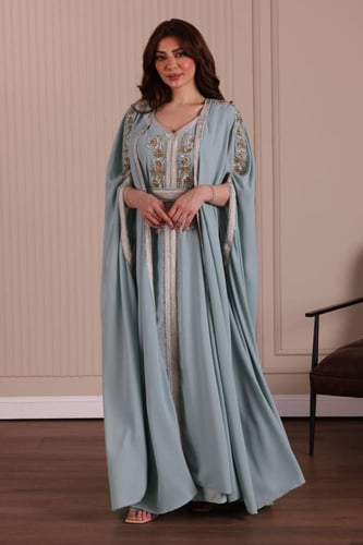 قفطان مغربي قطعتين شيفون مطرزة