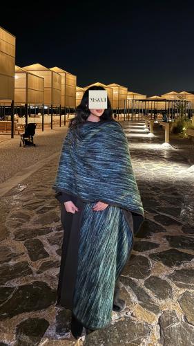 Blue wool and jute fleece