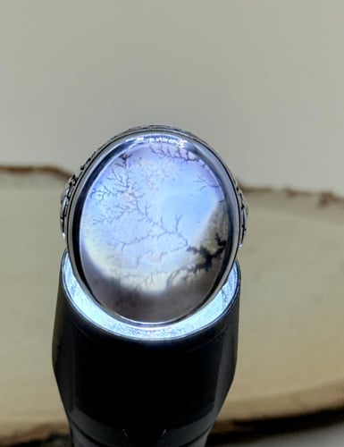 عقيق يماني مشجر تحفه طبيعيه بفضه برتاش