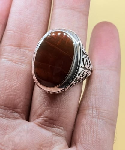 عقيق يماني كرزي مصور ومزعفر بفضه برتاش