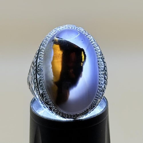 خاتم عقيق يماني مصور زجاجي عيار 990 برتاش