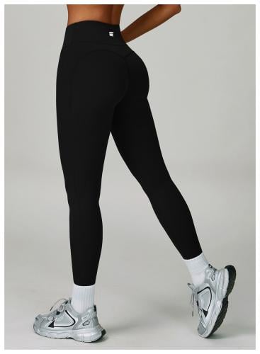 بنطال رياضي (ليقنز) عالي الخصر لون أسود – مرونة ود...