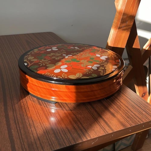 طبق تقديم خشبي ‎عتيق مطلي بالورنيش الأحمر والأسود...