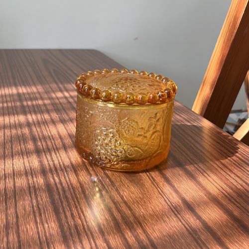 علبة زجاج لون الكهرمان | صناعة يابانية فنتج ونادرة...