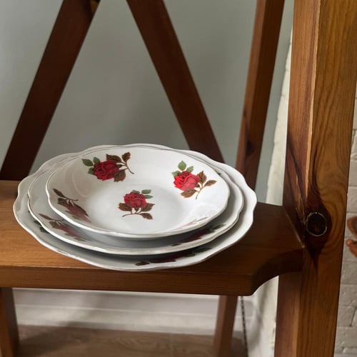 صحون فنتج من "Tokyo" مزين بالورد الأحمر