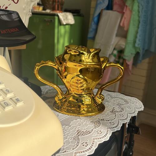 antique gold ceramic incense burner