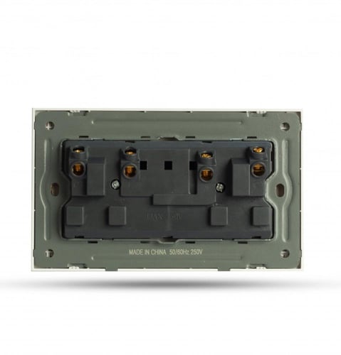 فيش ثلاثي دبل مع مفتاح و لمبة بيانو خشّابي