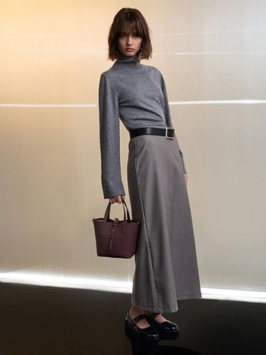 حقيبة دلو بحزام ومقبض مزدوج من جلد بيريل