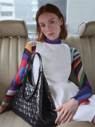 حقيبة إيفيت المنسوجة - لون أسود