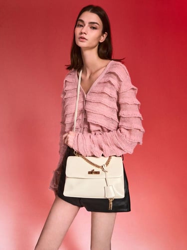 حقيبة كيري كروس بودي بمقبض سلسلة - كريمي