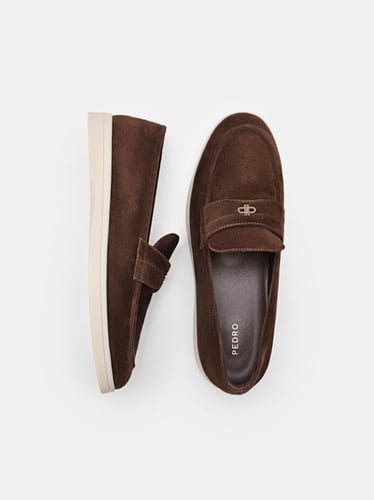 حذاء قيادة من الجلد المدبوغ - بني غامق